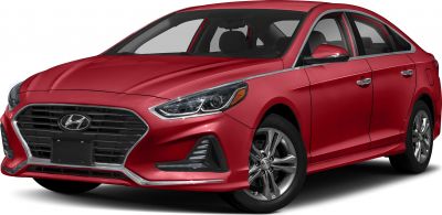 Bold front grille and LED headlights on sedan