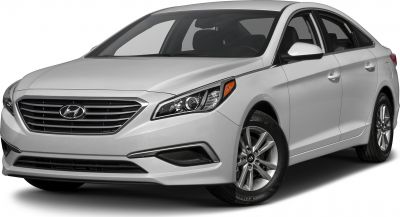 Front view with grille, headlights, alloy wheels on sedan