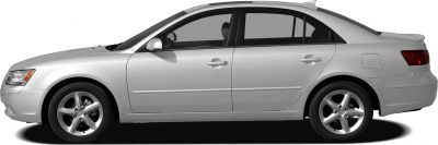 Side profile of four-door sedan with alloy wheels
