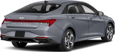 Sleek rear and side profile with modern tail lights and sharp lines