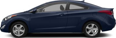 Side profile view showcasing sleek coupe design and alloy wheels
