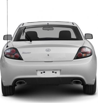 Rear view with dual exhausts and round taillights