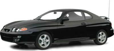 Black coupe with dual round headlights and sleek aerodynamic design