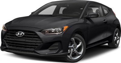 Black hatchback front three-quarter with grille and headlight