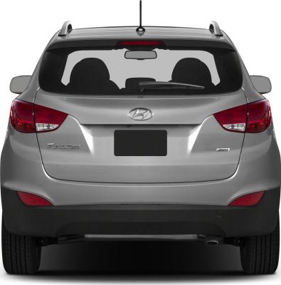 SUV rear view with taillights, rear windshield, and AWD badge