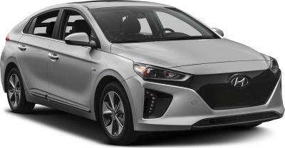 Silver car front side view with modern headlights and aerodynamic contours
