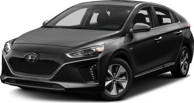 Front side view with LED headlights and aerodynamic hatchback design