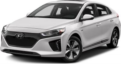 Front-side view of hatchback with black grille and LED headlights