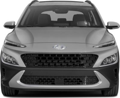 Close-up front view of grille and headlight design