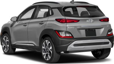 Rear view of a compact SUV with distinct modern tail lights and rear bumper design