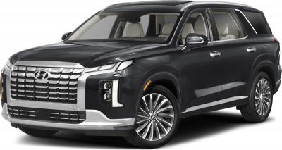 SUV front side view with updated grille and headlight design