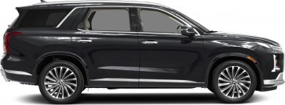 Side profile of a large black SUV with alloy wheels and tinted windows