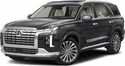 Front and side view of luxury SUV with prominent grille and LED headlights
