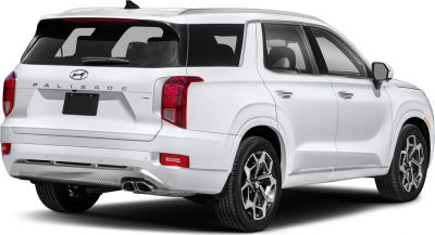 Rear view of SUV with LED taillights and dual exhaust tips