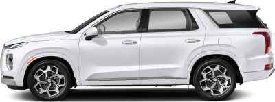 Side profile of a white modern SUV with multi-spoke alloy wheels