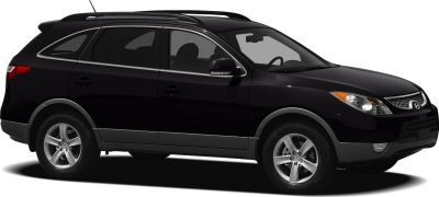 Side view of a black mid-size SUV with roof rails and alloy wheels