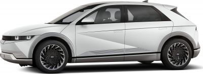 Side view with geometric door panel design and intricate wheel rims