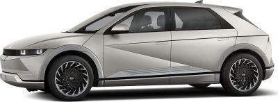 Side view with geometric wheel design and sharp angular body lines