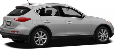Side rear view of silver SUV with roof rails and tail lights