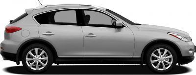 Side profile of a modern luxury SUV with alloy wheels and roof rails