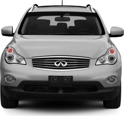 Front view of a vehicle showing grille, headlights, and fog lights