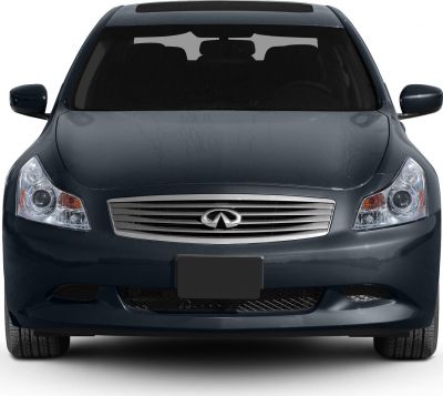 Front view with distinctive headlights and horizontal grille