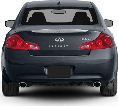 Rear view with dual exhaust and signature taillights