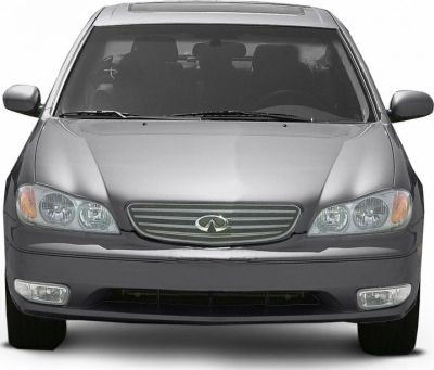 Front view showing grille, headlights, and bumper of a mid-size sedan.