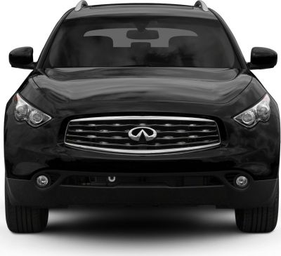 Chrome grille and headlights of a luxury SUV front view