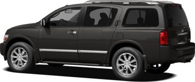 Large luxury SUV side and rear view with chrome trim and roof rails