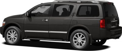 Side and rear view of large SUV with chrome wheels and tinted windows