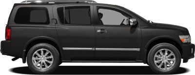 Full side view of large luxury SUV with chrome wheels and tinted windows