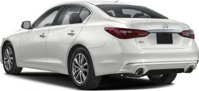 Rear and side view of a sedan with dual exhaust and alloy wheels