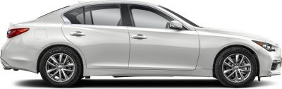 Side profile of a sleek sedan with alloy wheels and aerodynamic lines