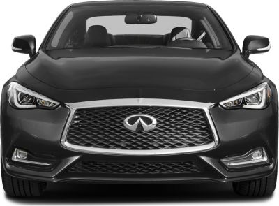 Front grille and sleek headlights close-up of a luxury coupe