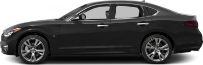 Side profile of a sleek sedan with alloy wheels and smooth design lines