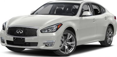 Front view of luxury sedan with distinctive grille and alloy wheels