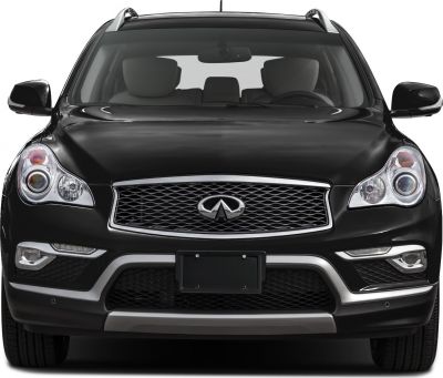 Front view of car with distinctive grille and headlights