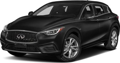 Front-side view of black compact SUV with sleek headlights and signature grille