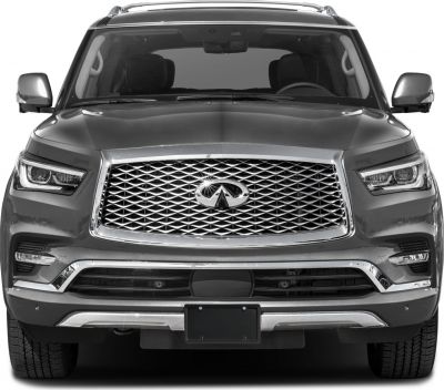 Front grille and LED headlights of a luxury SUV