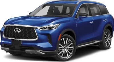 Front grille and alloy wheels of blue luxury SUV