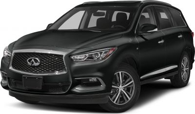 Front and side view of SUV with LED headlights and chrome grille