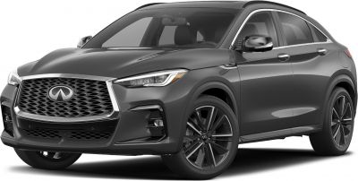 Prominent front grille and sleek LED headlights of a modern SUV.