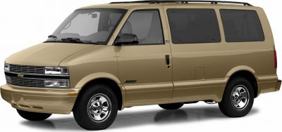 Beige van with front and side views, chrome wheels, roof rails