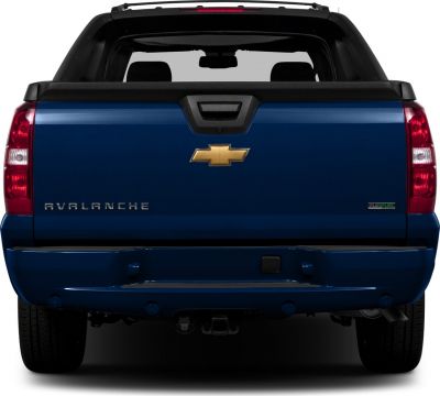 Rear tailgate with badge and taillights of a pickup truck