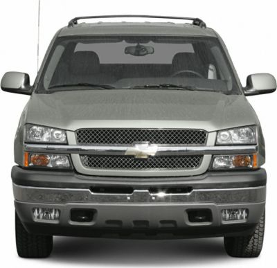 Front view of pickup truck with distinctive grille and headlights