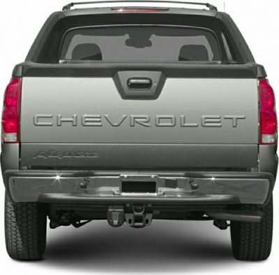 Rear view with Chevrolet embossed tailgate and bumper