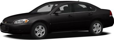 Black mid-size sedan side profile with five-spoke wheels.