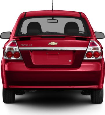 Rear view of a compact sedan with distinctive taillights and trunk design