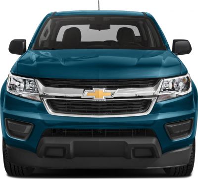 Front view showing grill, headlights, and bumper of midsize pickup